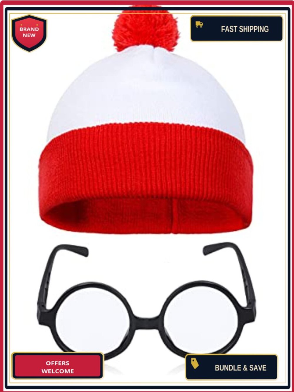 Halloween Striped Hat & Glasses Set Adults Cosplay Costume Accessory